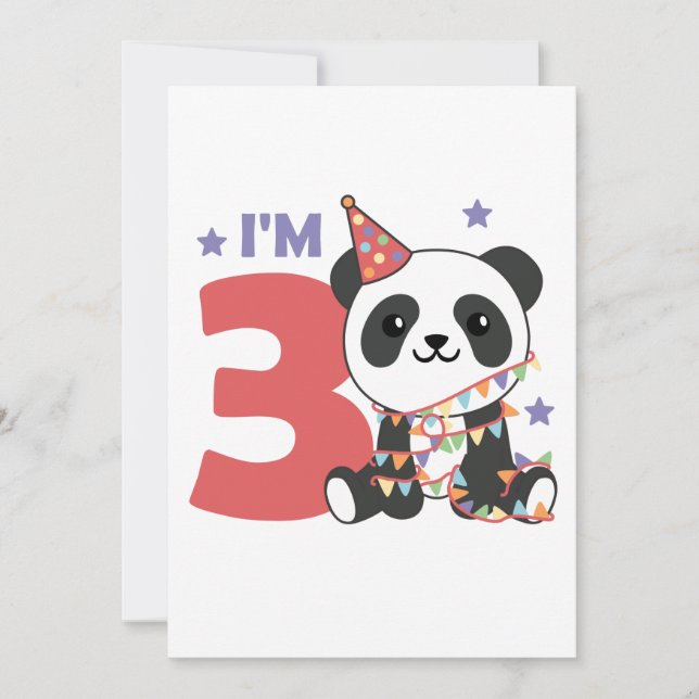Third Birthday Panda For Children 3 Years Invitati Invitation (Front)
