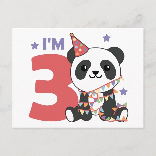 Third Birthday Panda For Children 3 Years Postcard (Front)