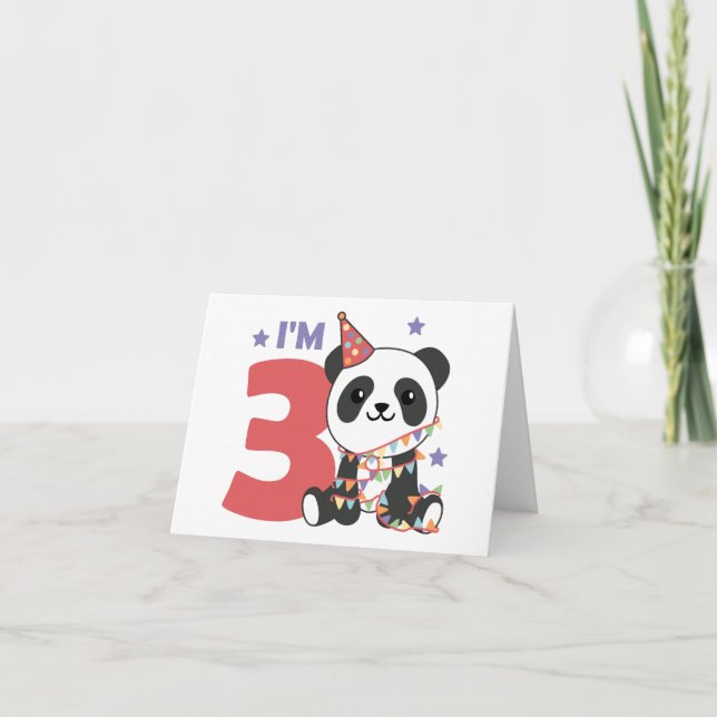 Third Birthday Panda For Children 3 Years Thank Yo Thank You Card (Front)