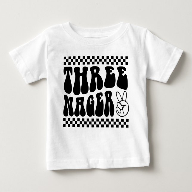 Third Birthday Threenager Retro 3rd Birthday Kids Baby T-Shirt (Front)