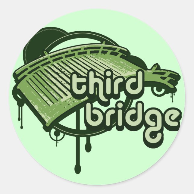 third bridge. green&forest. classic round sticker (Front)