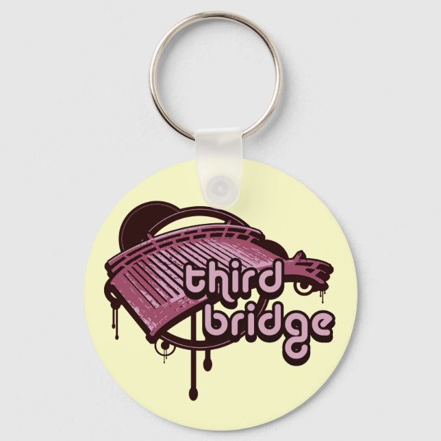 third bridge. pink&maroon. key ring (Front)