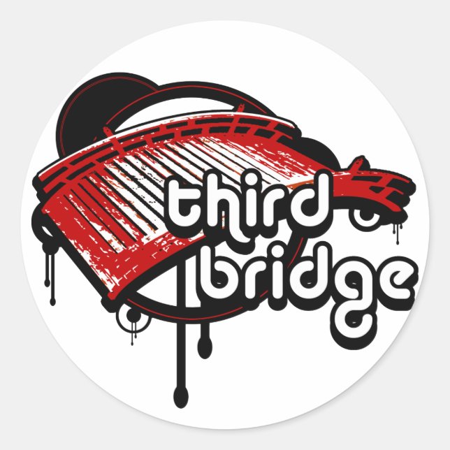 third bridge. red&black. classic round sticker (Front)