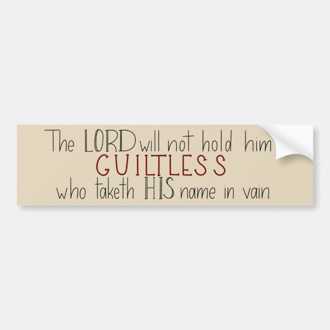 Third Commandment Hand Lettered Bumper Sticker (Front)