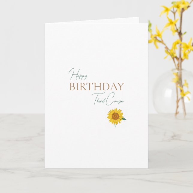 Third Cousin Birthday Sunflower Card (Yellow Flower)