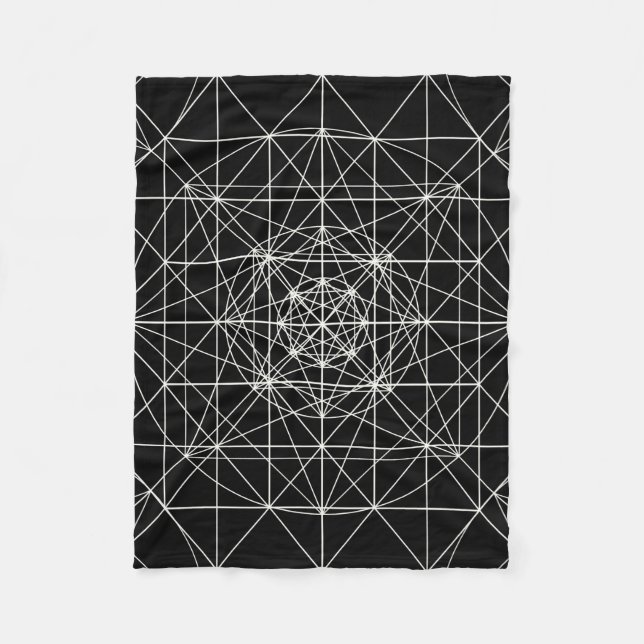 Third Dimensional/Crystal Temple Sacred Geometry Fleece Blanket (Front)