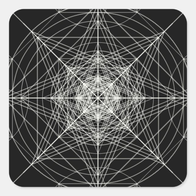 Third Dimensional Sacred Geometry Square Sticker (Front)