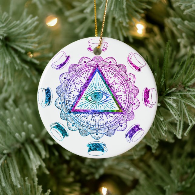 Third Eye All Seeing Eye Coffee Cup Ceramic Ornament (Tree)