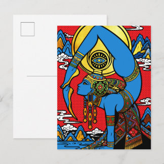 Third Eye – Blue Yogini in Pop Art Backben Postcard