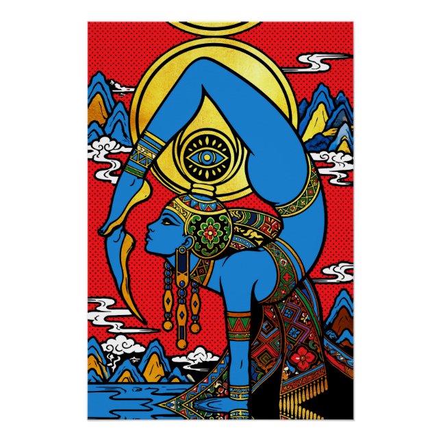 Third Eye – Blue Yogini in Pop Art Backben Poster (Front)