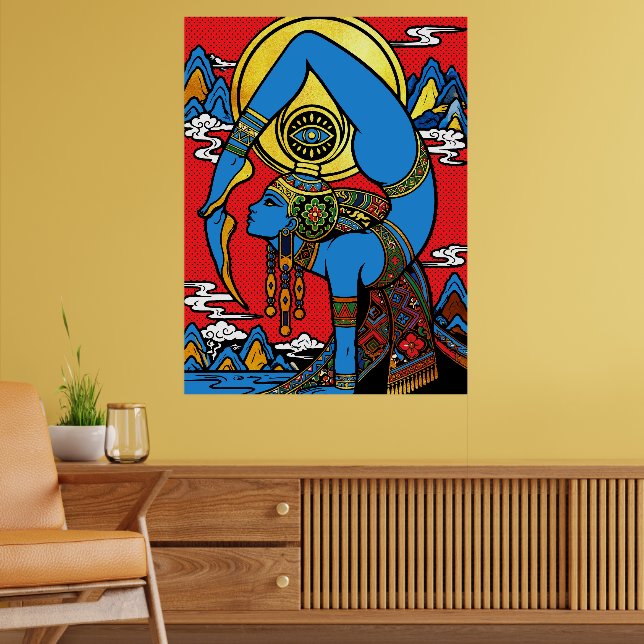 Third Eye – Blue Yogini in Pop Art Backben Poster (Living Room 2)