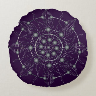 Third Eye Chakra Shadow Mandala Round Pillow