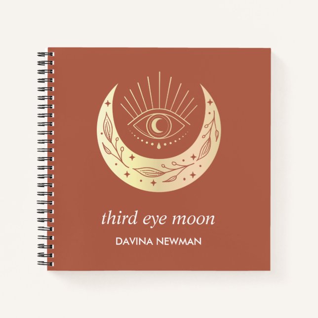 Third eye crescent moon Boho Monogram Notebook (Front)