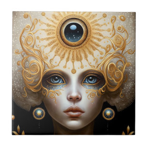 Third Eye Goddess Fantasy Art Ceramic Tile