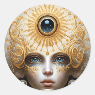 Third Eye Goddess Fantasy Art Classic Round Sticker