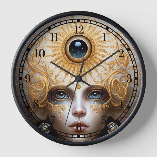Third Eye Goddess Fantasy Art Clock (Front)