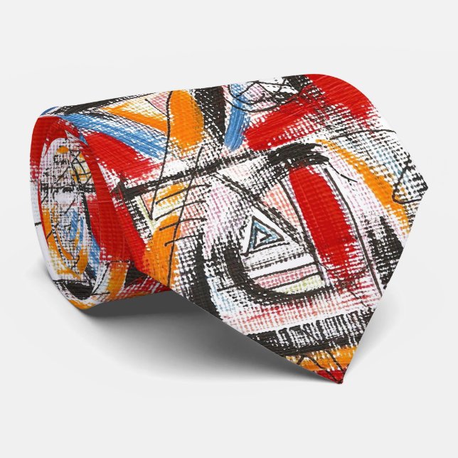 Third Eye-Hand Painted Abstract Art Tie (Rolled)