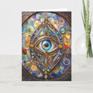 Third Eye on Stained Glass and Bronze Card