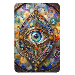 Third Eye on Stained Glass and Bronze Magnet