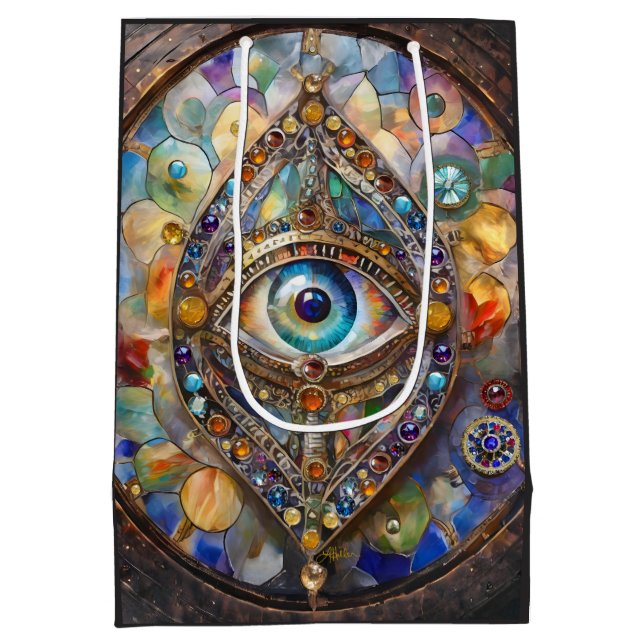 Third Eye on Stained Glass and Bronze Medium Gift Bag (Back)