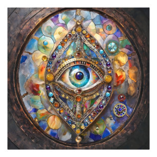 Third Eye on Stained Glass and Bronze Photo Print