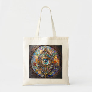 Third Eye on Stained Glass and Bronze Tote Bag