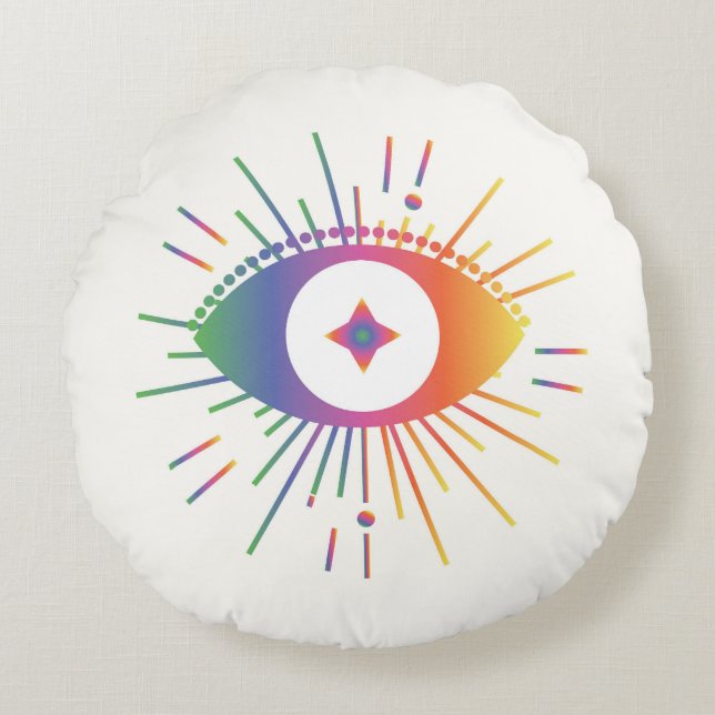 Third Eye Rainbow Round Pillow (Front)