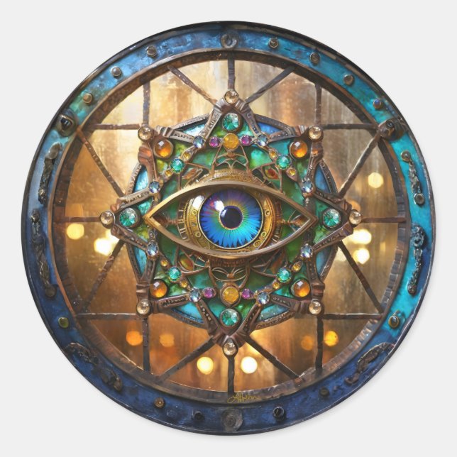 Third Eye Rustic Porthole Window Classic Round Sticker (Front)