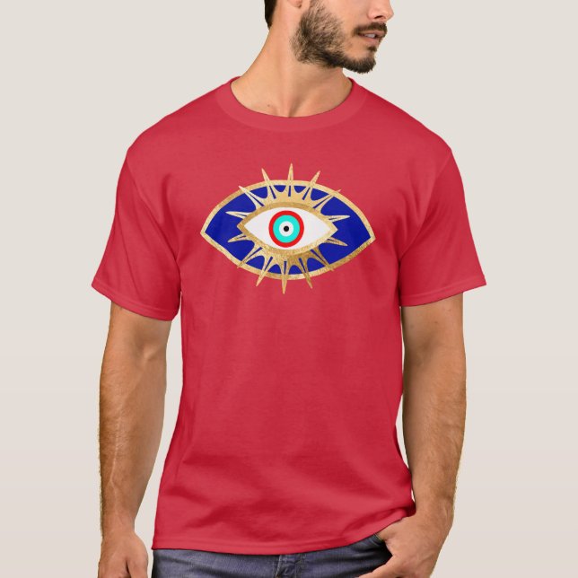 Third Eye Turquoise and Gold Glitter Look T-Shirt (Front)
