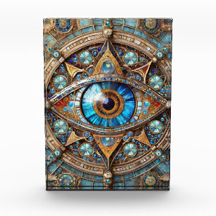 Third Eye - Turquoise Blue Gold Mandala Photo Block