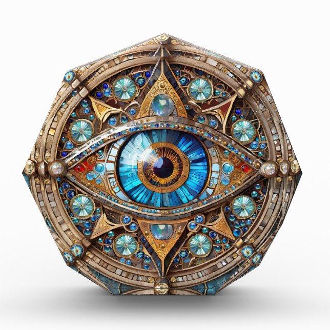 Third Eye - Turquoise Blue Gold Mandala Photo Block (Front)