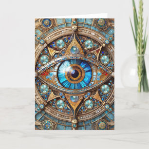 Third Eye - Turquoise Blue Gold Mandala Thank You Card