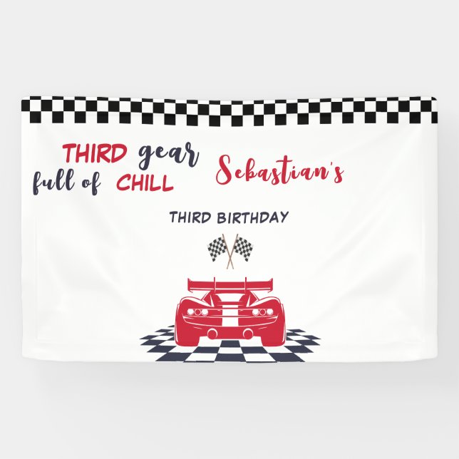 Third gear full of chill third kids birthday banner (Horizontal)