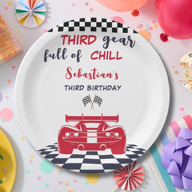 Third gear full of chill third kids birthday paper plate (Creator Uploaded)