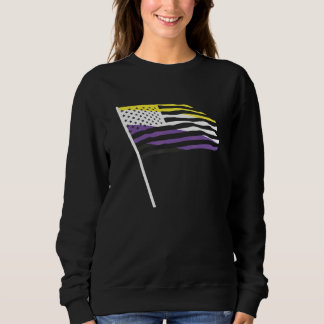 Third Gender Lgbt Proud Nonbinary Usa Flag Queer N Sweatshirt