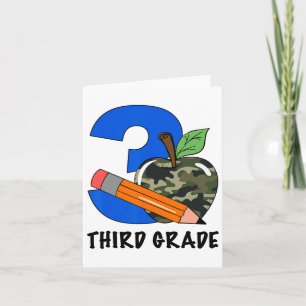 Third Grade 3rd Grade Camo Apple Kids Boys Card