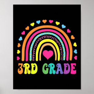 Third Grade 3rd Grade Rainbow Teachers Kids Back T Poster
