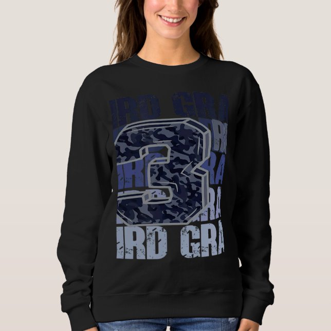 Third Grade 3rd Grader Stacked Leopard for Teacher Sweatshirt (Front)