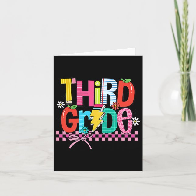 Third Grade Back To School 3rd Grade Coquette Teac Card (Front)