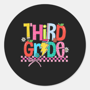 Third Grade Back To School 3rd Grade Coquette Teac Classic Round Sticker