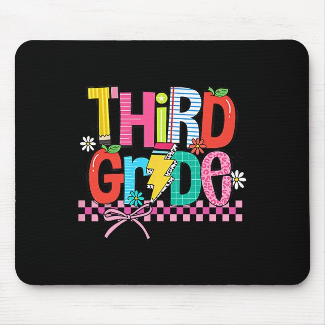 Third Grade Back To School 3rd Grade Coquette Teac Mouse Pad (Front)