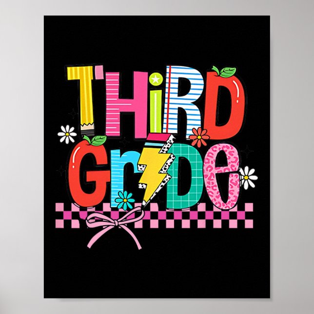 Third Grade Back To School 3rd Grade Coquette Teac Poster (Front)