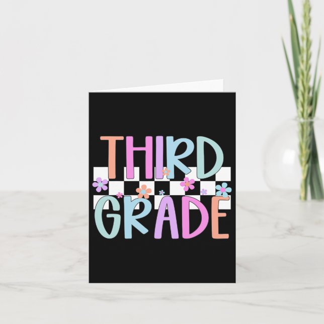 Third Grade Back To School 3rd Grade Floral Teache Card (Front)