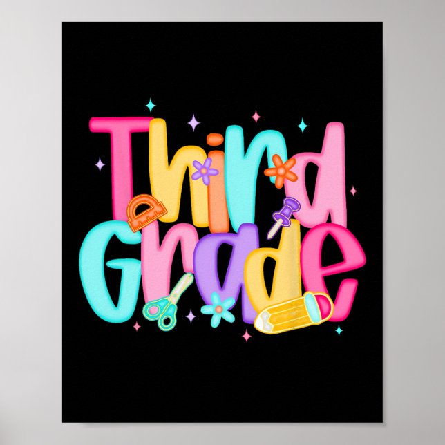 Third Grade Back To School 3rd Grade Squad Teacher Poster (Front)