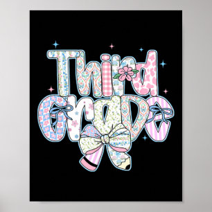 Third Grade Back To School Coquette Preppy Pencil  Poster