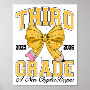 Third Grade Back To School First Day Pencil Bow 20 Poster