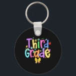 Third Grade Back To School Girls Bow 3rd Grade Tea Key Ring<br><div class="desc">Third Grade Back To School Girls Bow 3rd Grade Teachers Kids</div>
