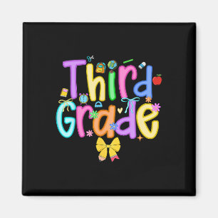 Third Grade Back To School Girls Bow 3rd Grade Tea Magnet
