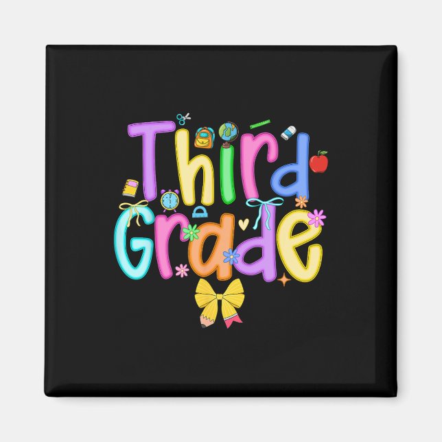 Third Grade Back To School Girls Bow 3rd Grade Tea Magnet (Front)