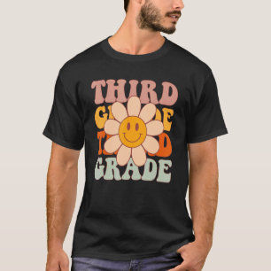 Third Grade Back To School Retro Teacher Daisy Col T-Shirt